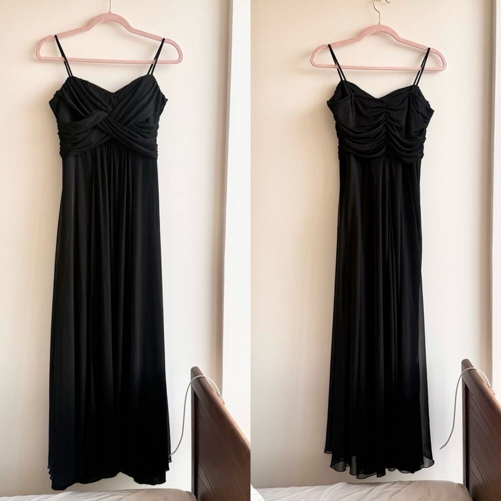 Elegant Black Spaghetti-Strap Maxi Dress